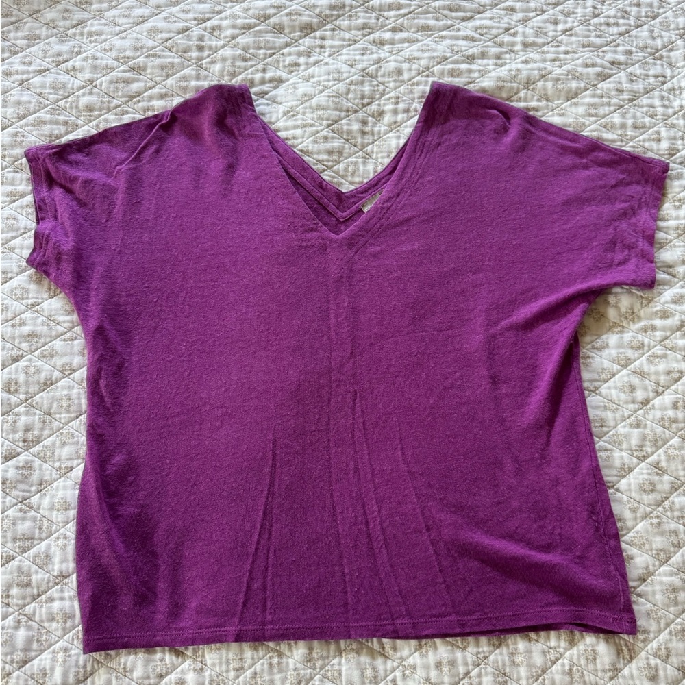 Chico's Rich Purple V-Neck Short Sleeve Top